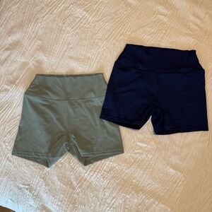 Sage Green & Navy Yoga Shorts